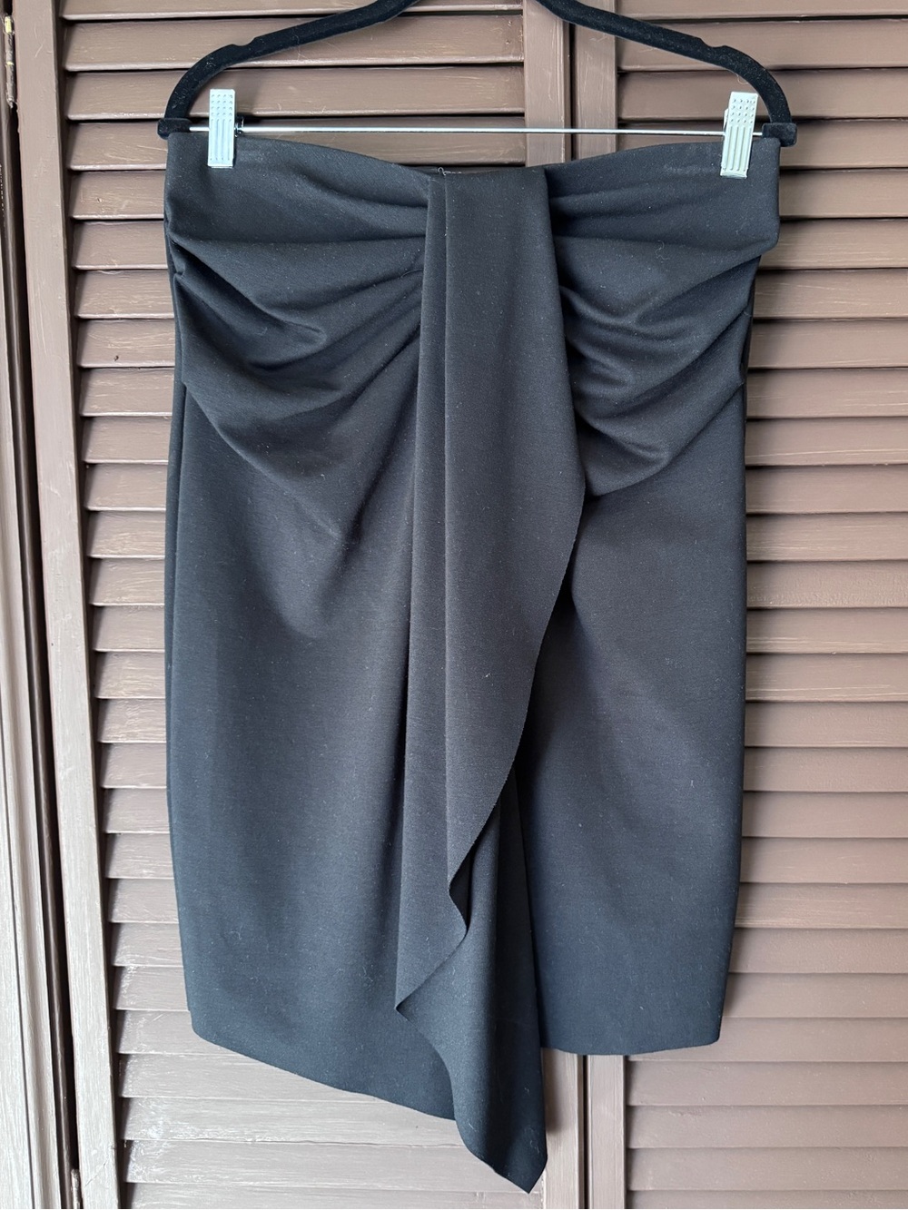 New York & Co Black Draped Front Pencil Skirt